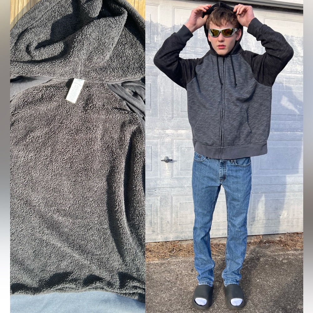 - Fleece Lined Colorblock Hoodie Sweatshirt Jacket SZ XL! EUC!